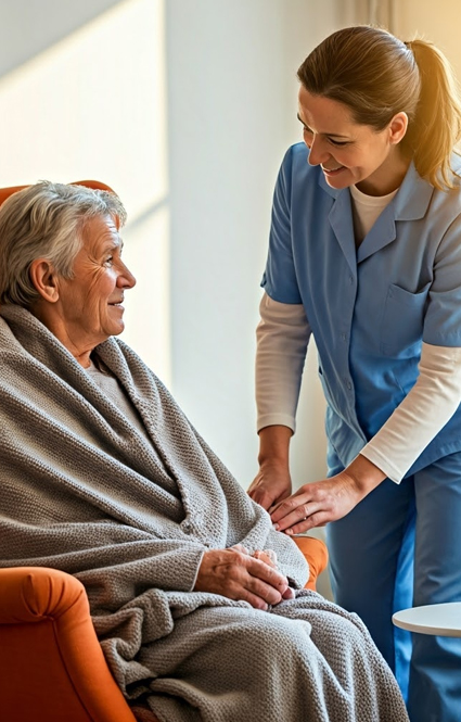 Caregiver assisting senior